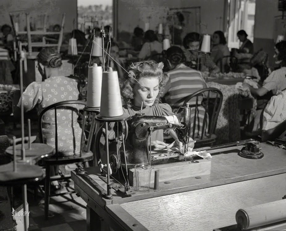 December 1941. San Juan, Puerto Rico. In a dress factory