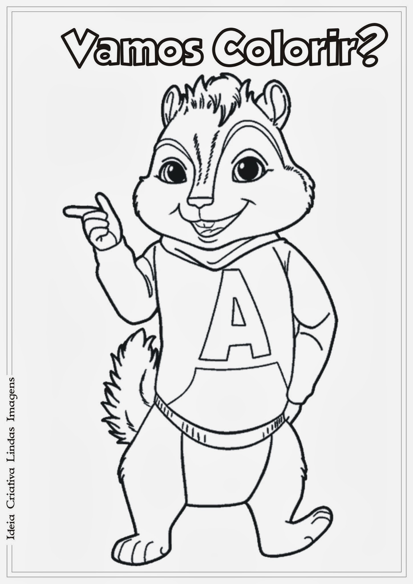 Desenho para colorir - Princesa com o esquilo!