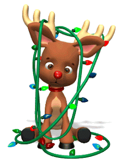 Animation Image of a Reindeer With Christmas Lights Tangled in its Antlers