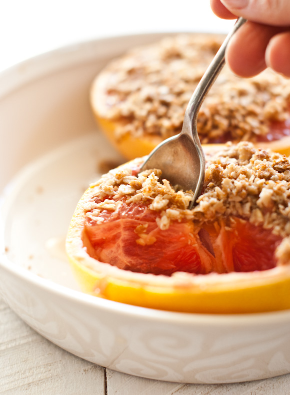 Baked Grapefruit with Coconutty Crumble