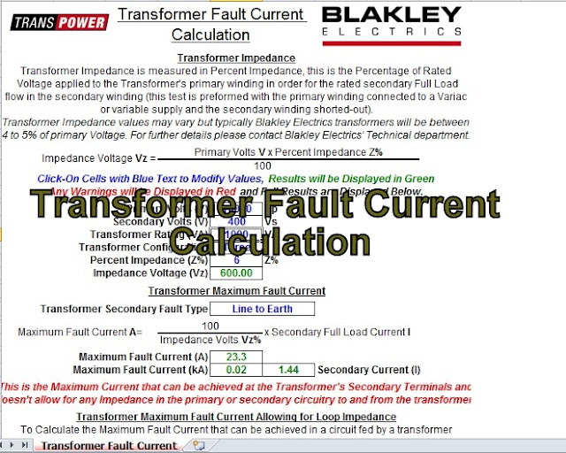Transformer Fault Current Calculation (Free Excel