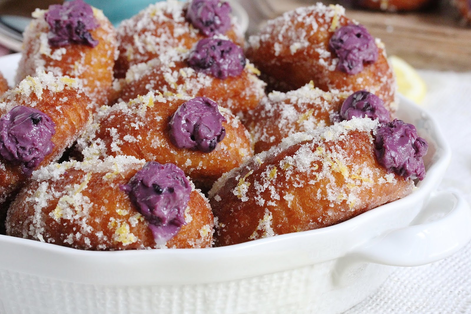 BLUEBERRY GOAT CHEESE DONUTS WITH LEMON SUGAR In Good Flavor Great