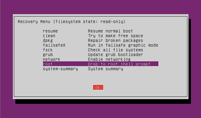 تغيير باسوورد الدخول إلى نظام Ubuntu بعد نسيانه