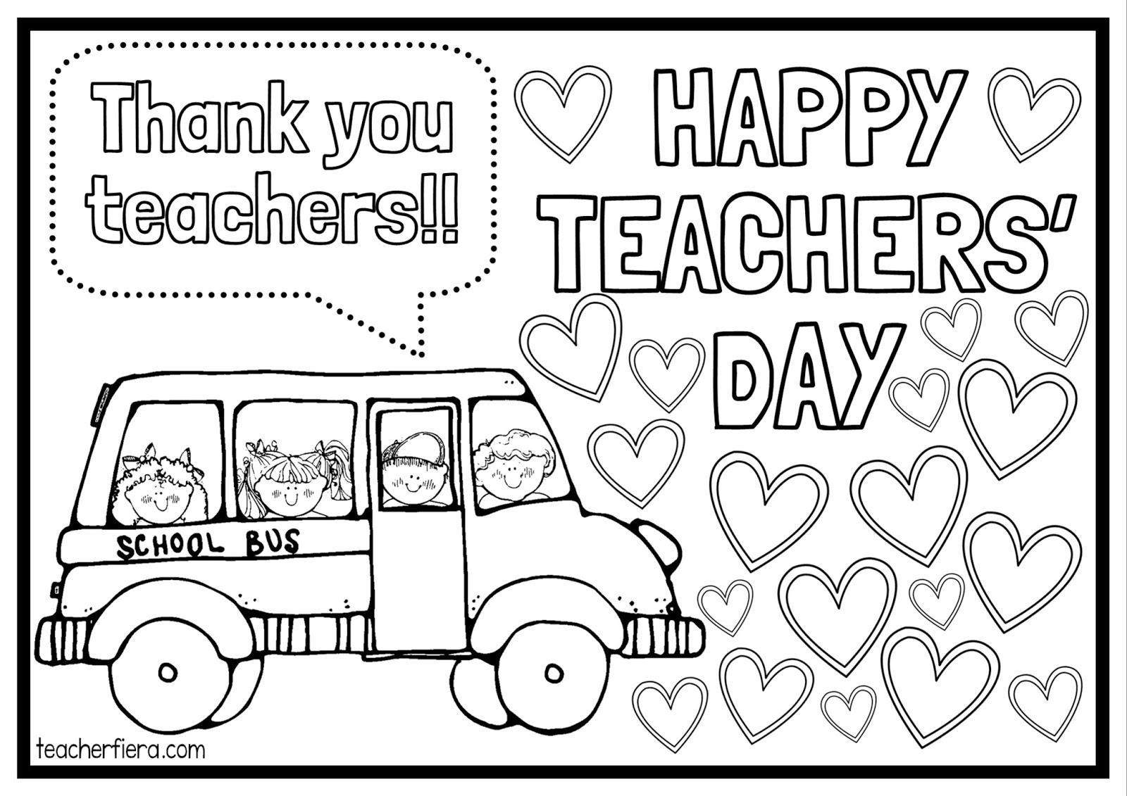 teachers day card coloring pages for kids - photo #5