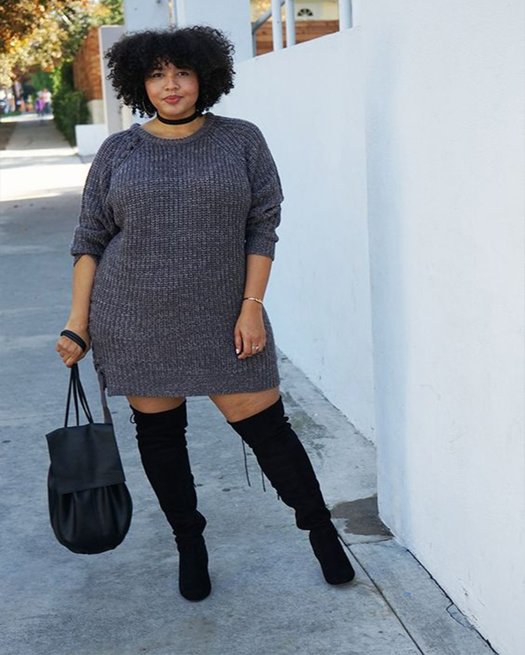 outfit botas largas negras mujer