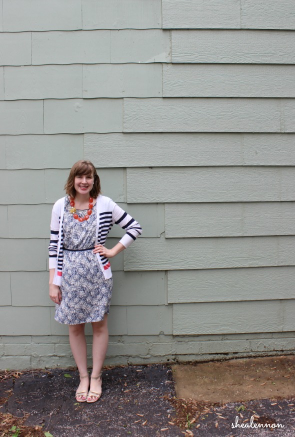 spring look with floral dress and stripes | www.shealennon.com