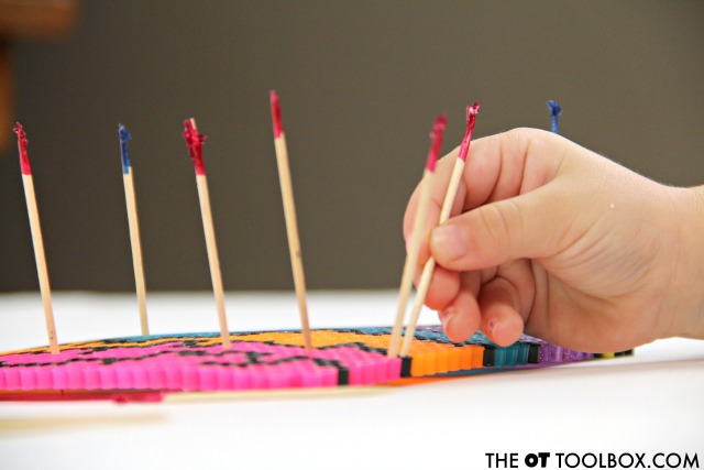 Kids will love this fine motor precision pegboard that works on fine motor skills needed for handwriting and other tasks.