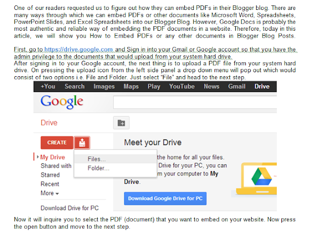 How To Embed PDF Or other Documents In Blogspot Blog Posts