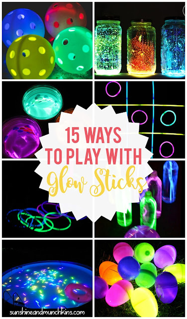 Play with glow sticks year round with these 15 fun, creative and family friendly activities!  There are enough ideas here to do one per week in the summer.