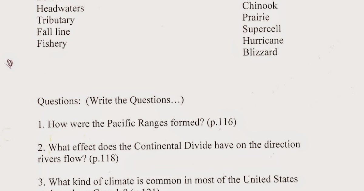 Mr E U0026 39 S World Geography Page Chapter 5