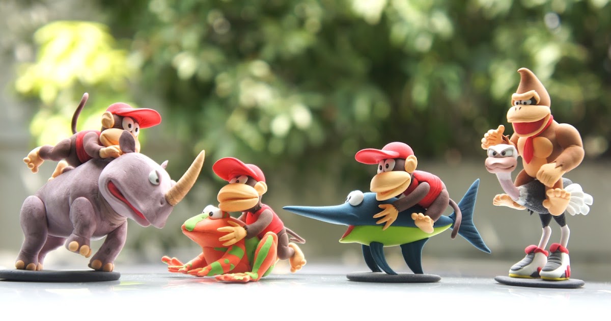 KarnclayparK Diddy riding Rhino, Frog, Swordfish and Donkey Kong