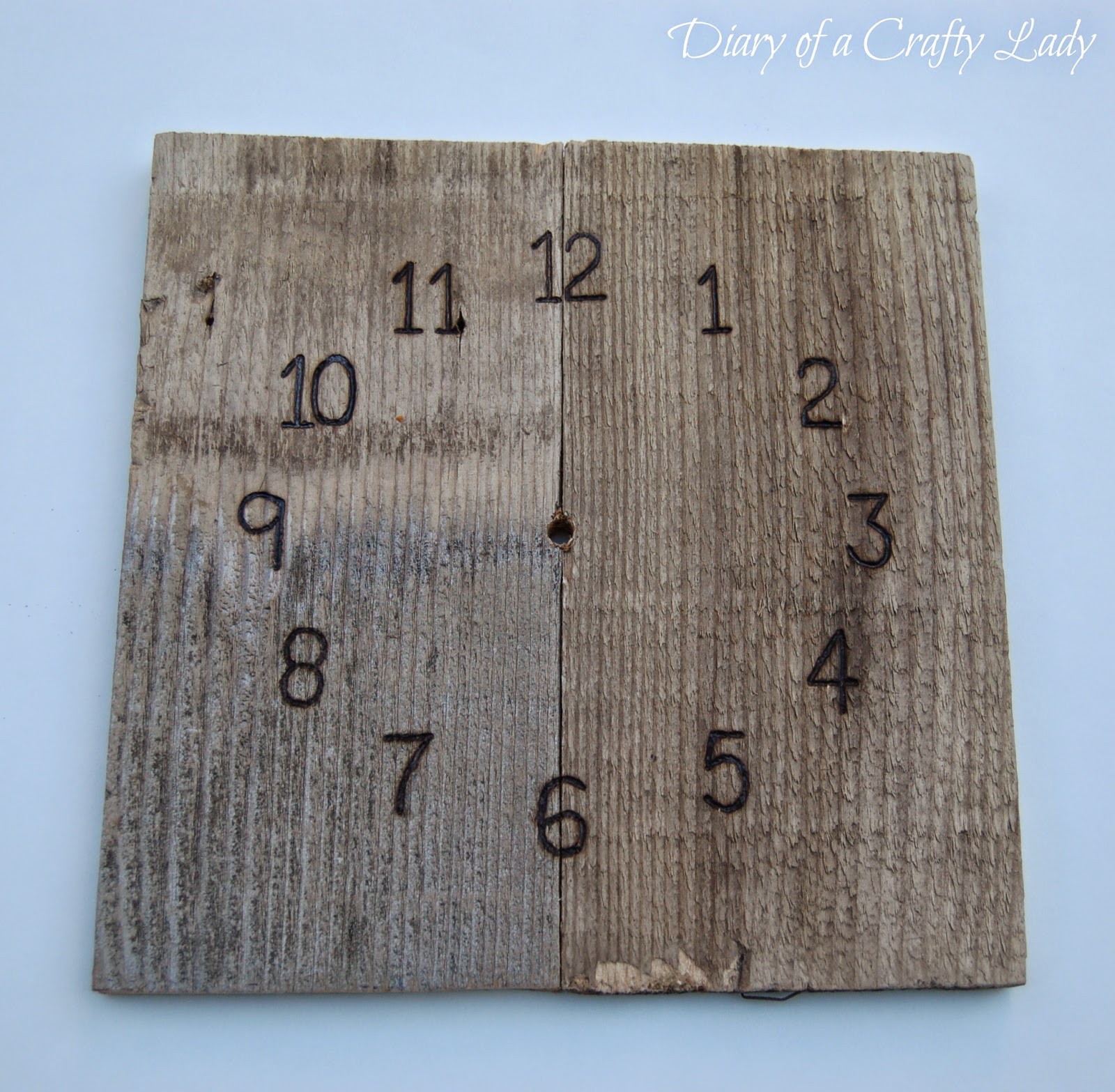 Diary of a Crafty Lady Woodburned clock from Reclaimed Wood
