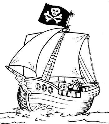Imagenes Para Colorear Dibujo De Un Barco Pirata Navegando Por El Mar