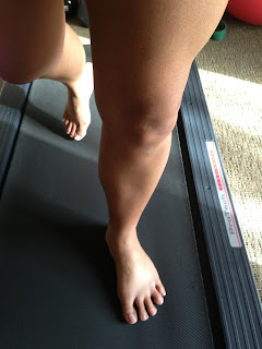 barefoot on a treadmill