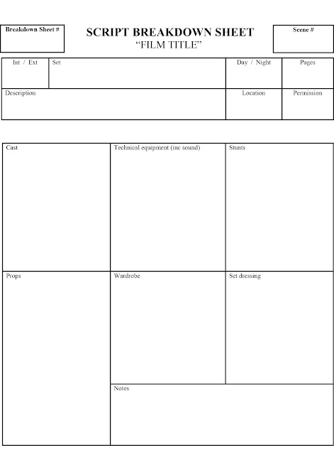 graveney school film studies script breakdown sheet script breakdown sheet