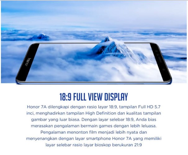 Ini Dia 3 Fitur, Harga dan Sepsifikasi HP Honor 7A Dengan Ram 3GB dan OS 8.0 Oreo