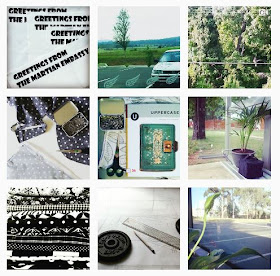 Selection of nine Instagram photos in colours of black white, green and seafoam.