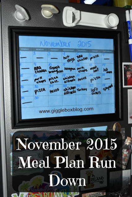 dinner meal plans for the month of November 2015,