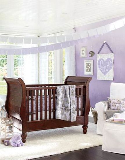 Habitaciones para bebés decoradas con lila colores en casa