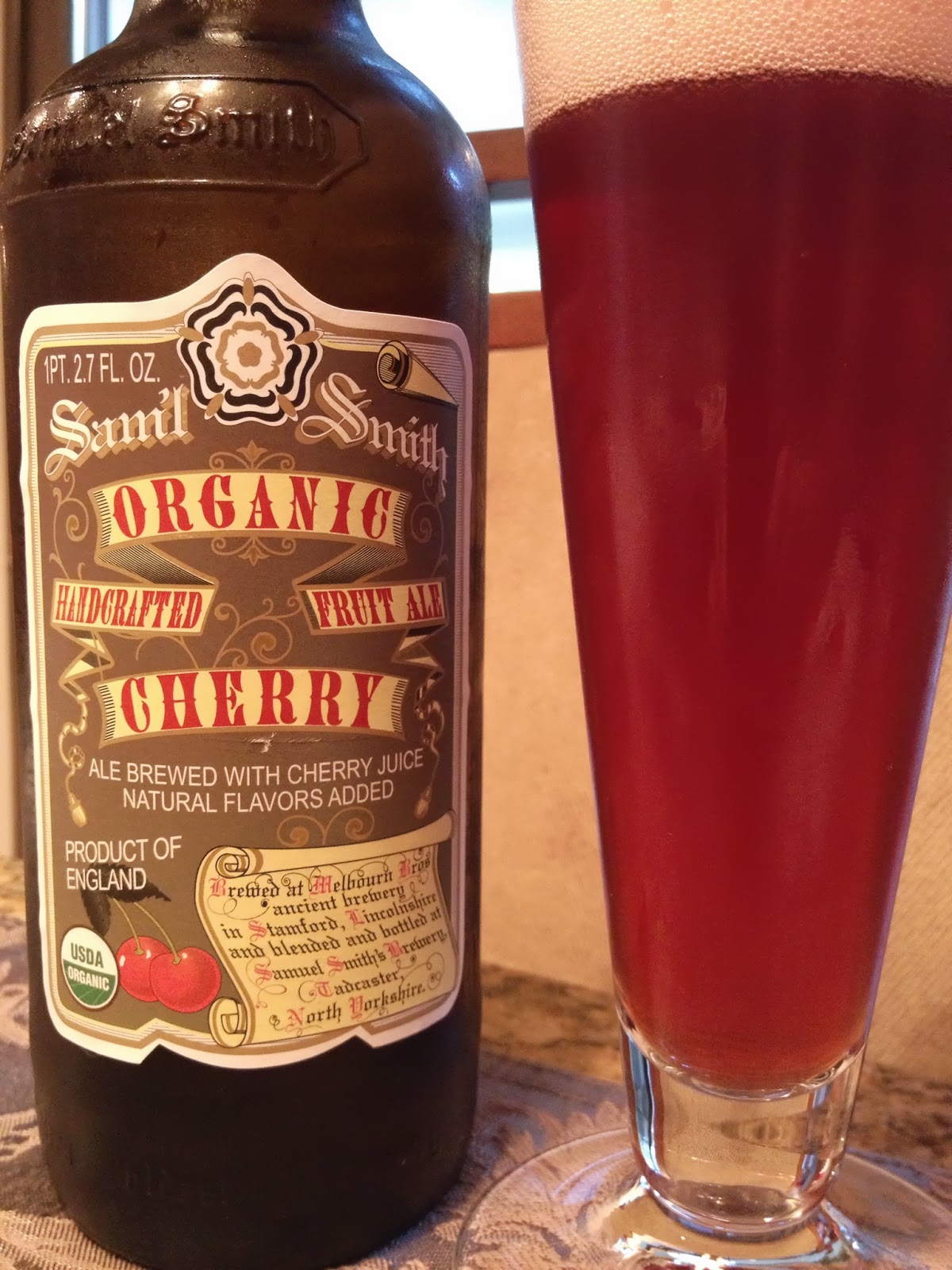 A (soy) Bean Beer Samuel Smith Handcrafted Organic Fruit Ale (Vegan