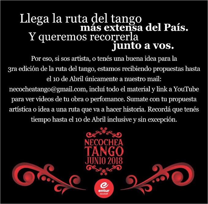 Convocan a artistas para la Ruta del Tango 2018