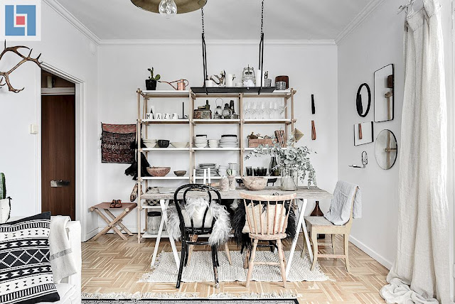 Ethnic chic decoration for a Scandinavian apartment