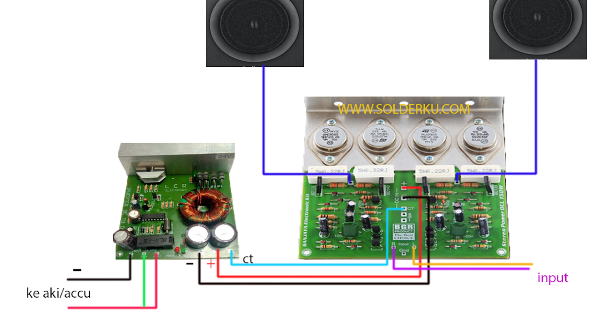 cara memasang power ampli menggunakan aki solderku
