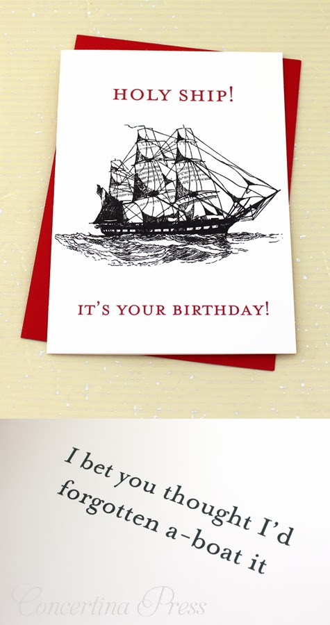 Funny birthday card for fishermen, boaters and sailors by Concertina Press