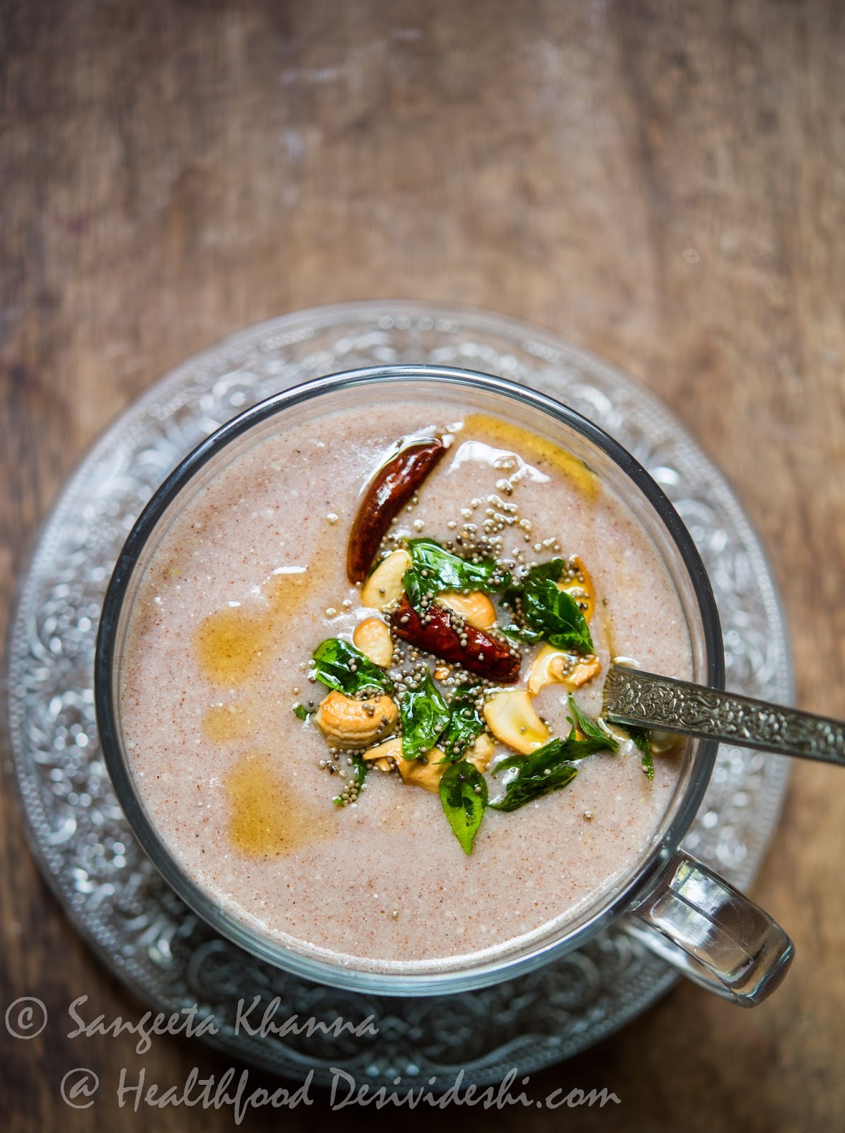 savoury porridge with ragi flour and fried cashew nuts health