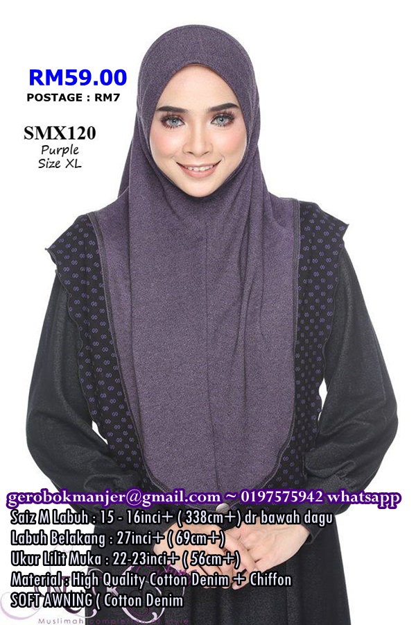 TUDUNG DENIM SOFT AWNING BERDAGU NURKASIH SUMAYYA SAIZ XL