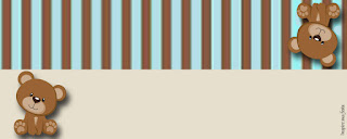Bear with Stripes in Brown and Light Blue Free Printable  Labels.
