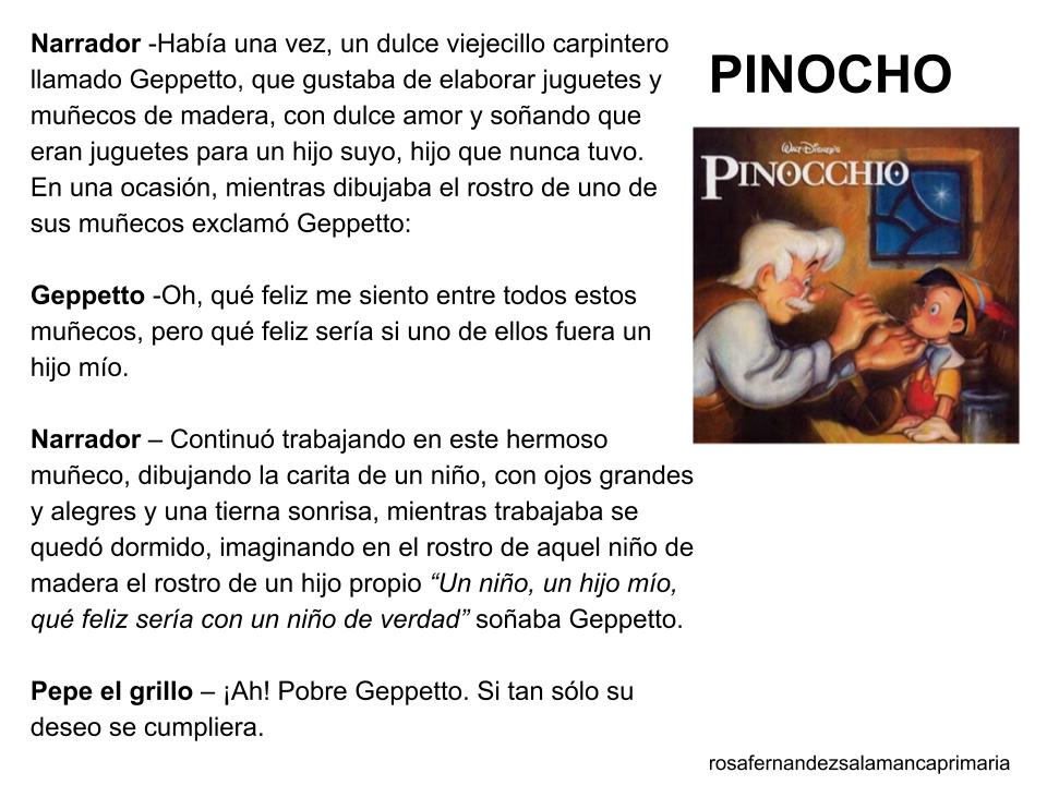 Cuentos infantiles: Pinocho. Guión teatral. Cuento popular para leer y ver las