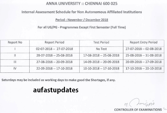 Academic and Assessment Schedule - Nov./Dec. 2018 - ODD Semester (Except First Semester Full Time) Academic and Assessment Schedule - Nov./Dec. 2018 - ODD Semester (Except First Semester Full Time)