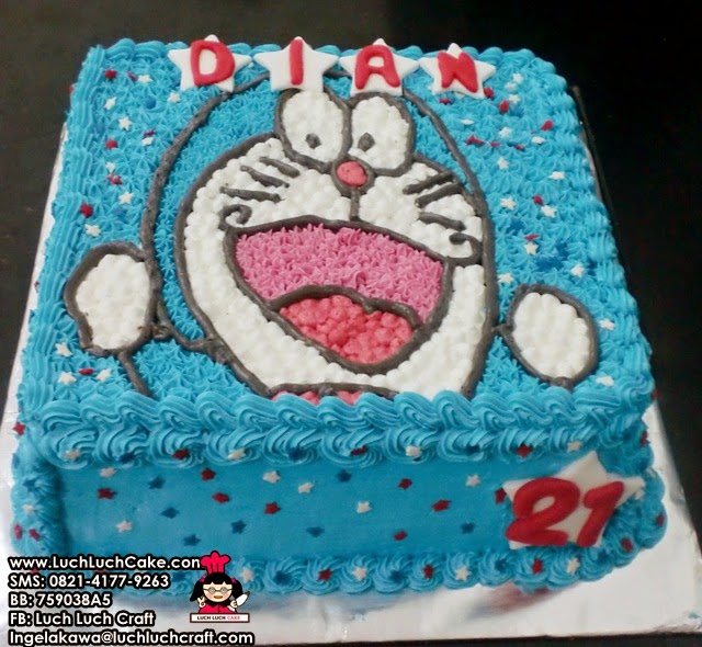 Luch Cake Kue Tart Ulang Doraemon Anak Gambar Bentuk Vespa