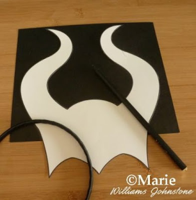 Maleficent paper template, black cardstock, headband hair accessory