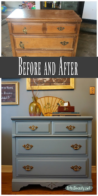 Regency colored Dresser Before and After Painted makeover eclectic boho chic decor DIY