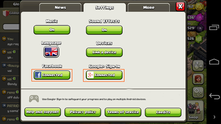 Menghapus akun COC lama