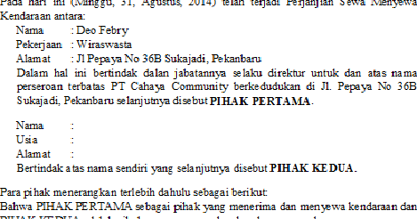 Surat perjanjian investasi forex