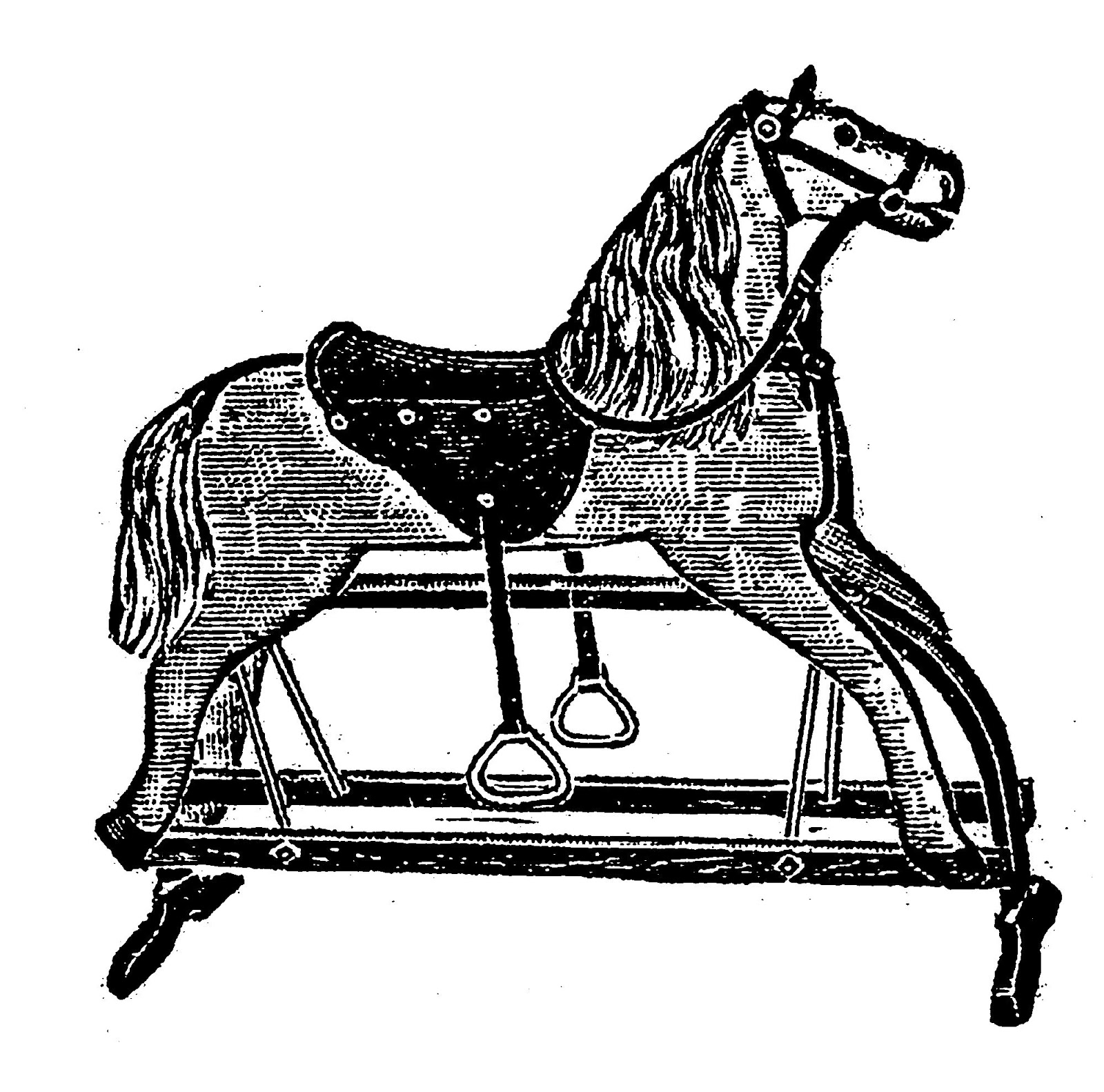 Digital Stamp Design Vintage Free Toy Rocking Horse Child