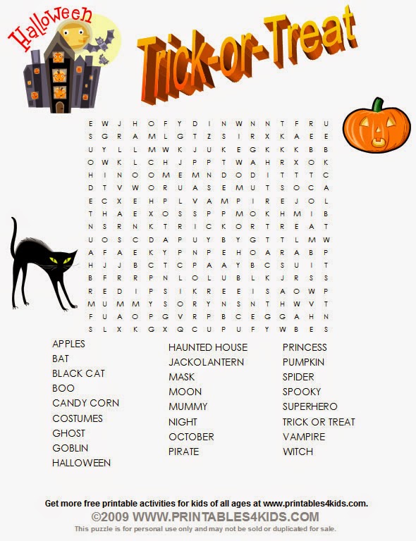 Free Halloween Word Search For Kids