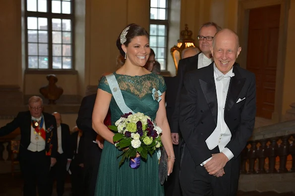 Crown Princess Victoria of Sweden attended the annual celebration of The Royal Swedish Academy of Letters, History and Antiquities at the The House of Nobility in Stockholm, 