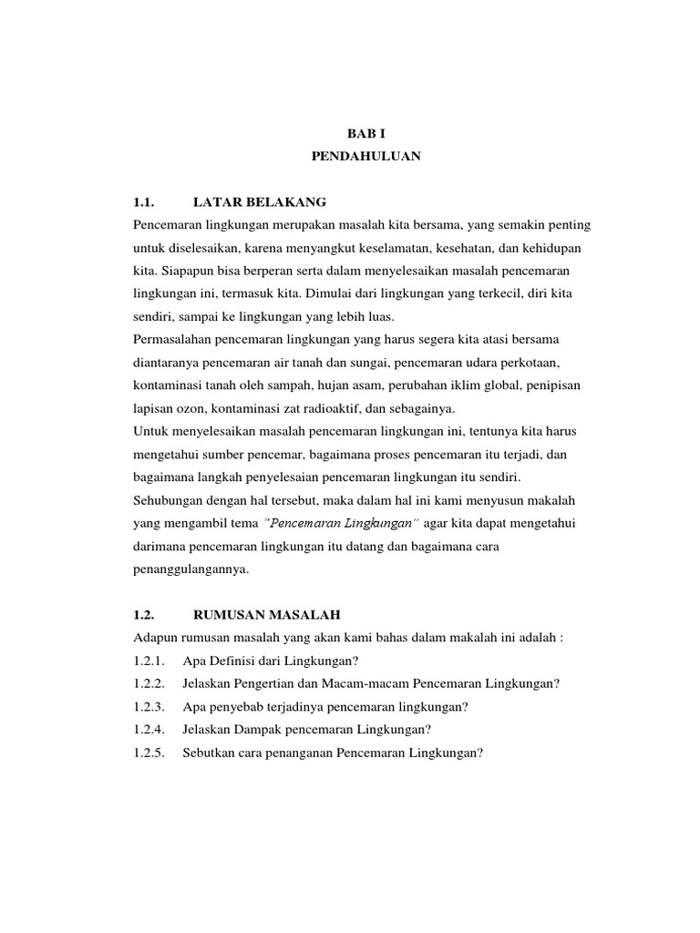 makalah pencemaran lingkungan wood scribd indo