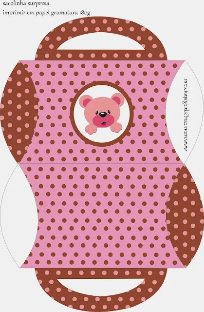 Cute Pink Bear, Free Printable Pillow Box,