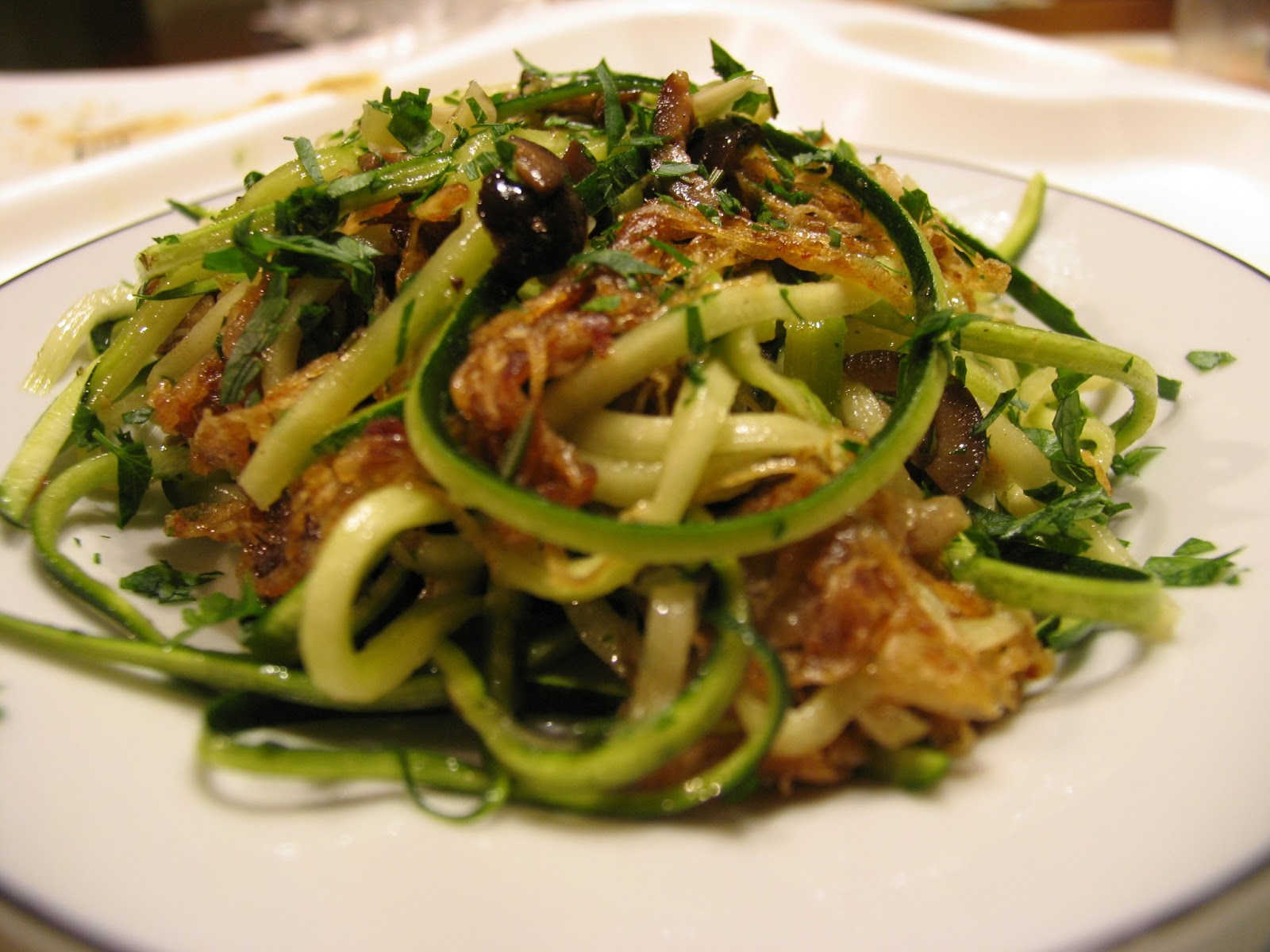 Raw World Order Zucchini Pasta with Caramelized Onions