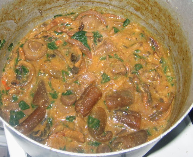 Mushroom Ogbono Soup With Pounded Yam