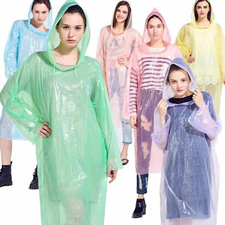 New Jas Hujan Baju & Celana Sekali Pakai Bahan Plastik Juara