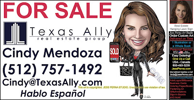 Texas Ally Yard Sign Business Card Caricatures