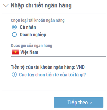 Thêm tài khoản ngân hàng Việt Nam vào Payoneer