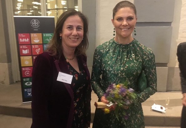Crown Princess Victoria wore H&M dress from H&M Conscious Exclusive Collection 2018 and the princess wore By Malene Birger Paxilow pumps