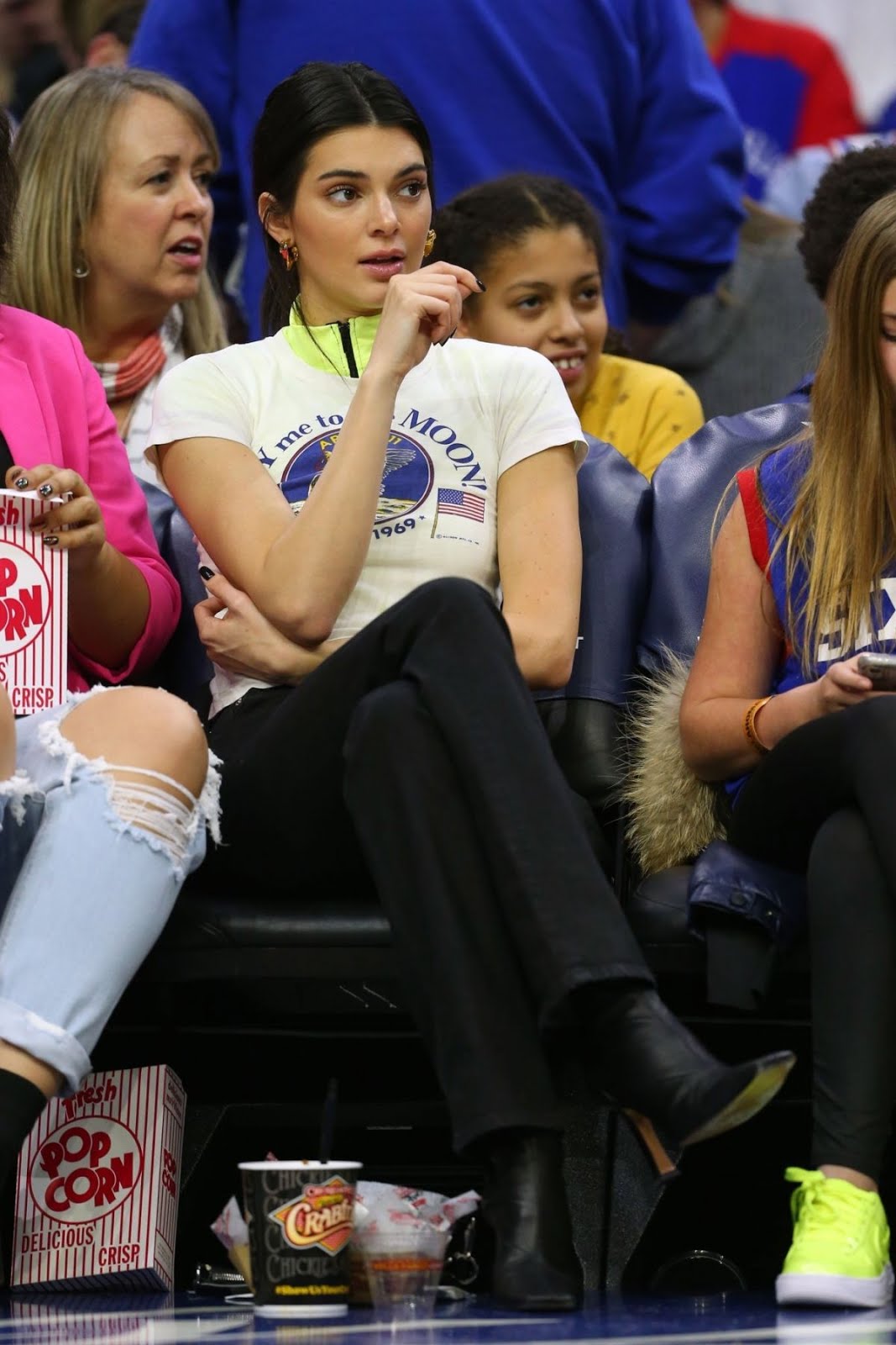 Kendall Jenner attends Volleyball Match of The 76Ers Thunder Game, In
